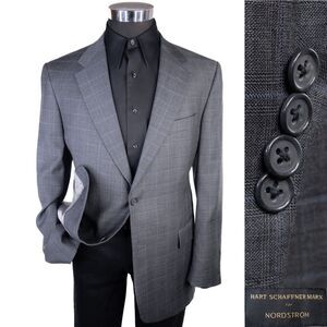 Hart Schaffner Marx Wool Plaid Sz 42R Sport Coat Suit Jacket Casual Blazer EUC